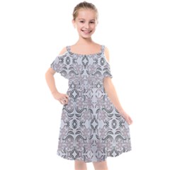 Folk Flowers Print Floral Pattern Ethnic Art Kids  Cut Out Shoulders Chiffon Dress by Eskimos