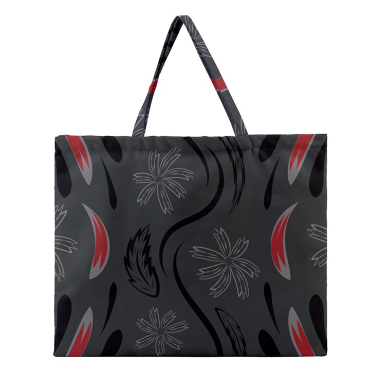 Folk flowers print Floral pattern Ethnic art Zipper Large Tote Bag