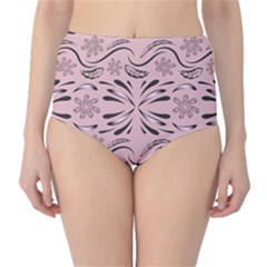 Folk Flowers Print Floral Pattern Ethnic Art Classic High-waist Bikini Bottoms by Eskimos