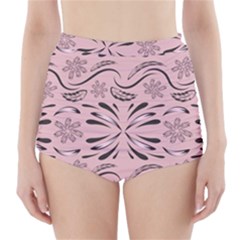 Folk Flowers Print Floral Pattern Ethnic Art High-waisted Bikini Bottoms by Eskimos