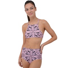 Folk Flowers Print Floral Pattern Ethnic Art High Waist Tankini Set by Eskimos