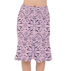 Folk Flowers Print Floral Pattern Ethnic Art Short Mermaid Skirt by Eskimos