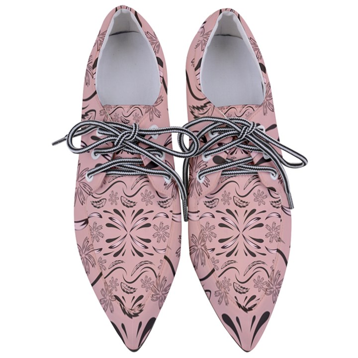 Folk flowers print Floral pattern Ethnic art Pointed Oxford Shoes