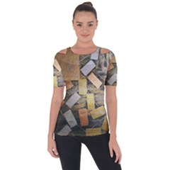 All That Glitters Is Gold  Shoulder Cut Out Short Sleeve Top by Hayleyboop