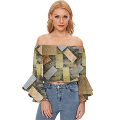 All That Glitters Is Gold  Off Shoulder Flutter Bell Sleeve Top