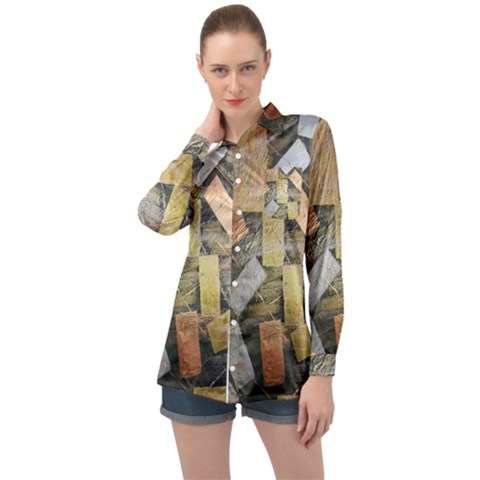 All That Glitters Is Gold  Long Sleeve Satin Shirt by Hayleyboop