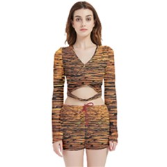 Cobblestones Velvet Wrap Crop Top And Shorts Set by artworkshop