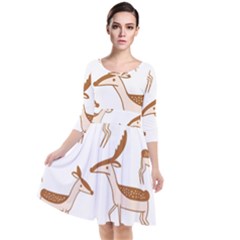 Cute Animal Deer Quarter Sleeve Waist Band Dress by artworkshop