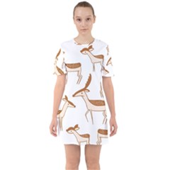 Cute Animal Deer Sixties Short Sleeve Mini Dress by artworkshop