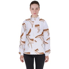 Cute Animal Deer Women s High Neck Windbreaker by artworkshop