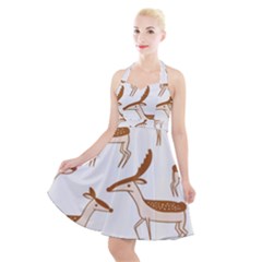 Cute Animal Deer Halter Party Swing Dress  by artworkshop