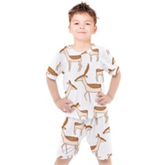 Cute Animal Deer Kids  Tee And Shorts Set by artworkshop