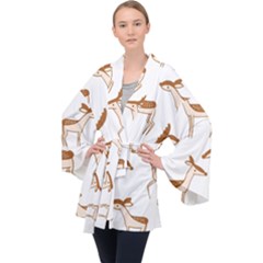 Cute Animal Deer Long Sleeve Velvet Kimono  by artworkshop