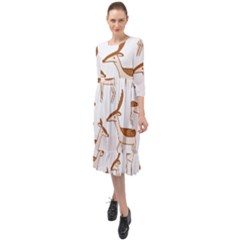 Cute Animal Deer Ruffle End Midi Chiffon Dress by artworkshop