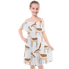 Cute Animal Deer Kids  Cut Out Shoulders Chiffon Dress by artworkshop