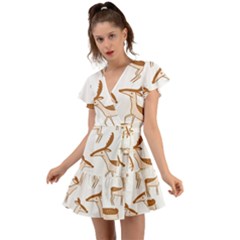 Cute Animal Deer Flutter Sleeve Wrap Dress by artworkshop