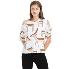 Cute Animal Deer One Shoulder Cut Out Tee by artworkshop