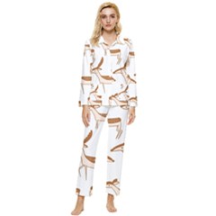 Cute Animal Deer Womens  Long Sleeve Velvet Pocket Pajamas Set