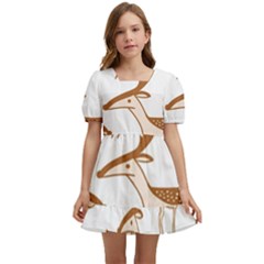 Cute Animal Deer Kids  Short Sleeve Dolly Dress