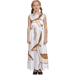 Cute Animal Deer Kids  Satin Sleeveless Maxi Dress