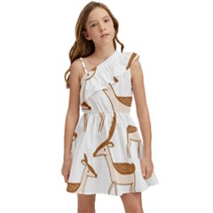 Cute Animal Deer Kids  One Shoulder Party Dress by artworkshop