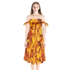 Fall Shoulder Tie Bardot Midi Dress by artworkshop