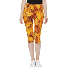 Fall Inside Out Lightweight Velour Capri Leggings  by artworkshop