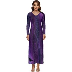 Feather Long Sleeve Velour Longline Maxi Dress