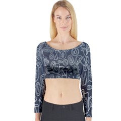 Internet Planet Drinks Long Sleeve Crop Top by artworkshop