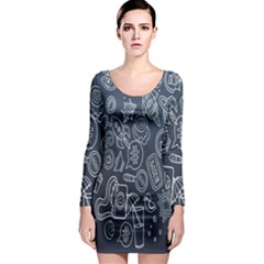 Internet Planet Drinks Long Sleeve Bodycon Dress by artworkshop