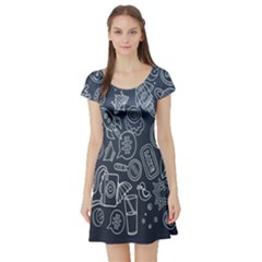 Internet Planet Drinks Short Sleeve Skater Dress by artworkshop