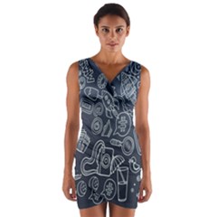 Internet Planet Drinks Wrap Front Bodycon Dress by artworkshop