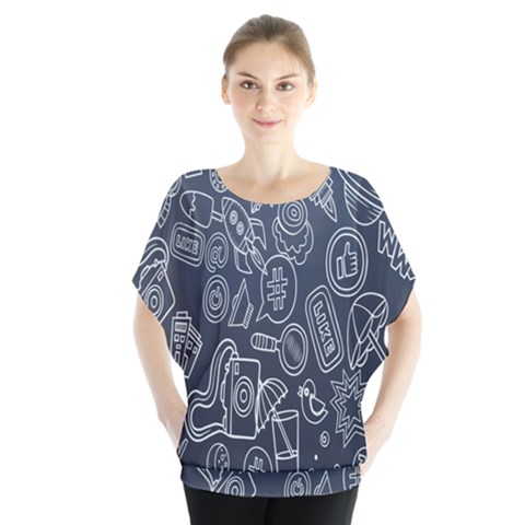 Internet Planet Drinks Batwing Chiffon Blouse by artworkshop