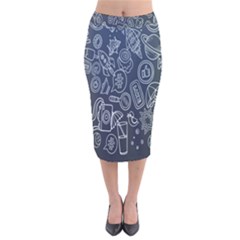 Internet Planet Drinks Velvet Midi Pencil Skirt by artworkshop