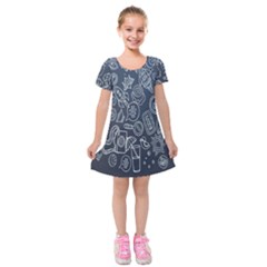 Internet Planet Drinks Kids  Short Sleeve Velvet Dress by artworkshop