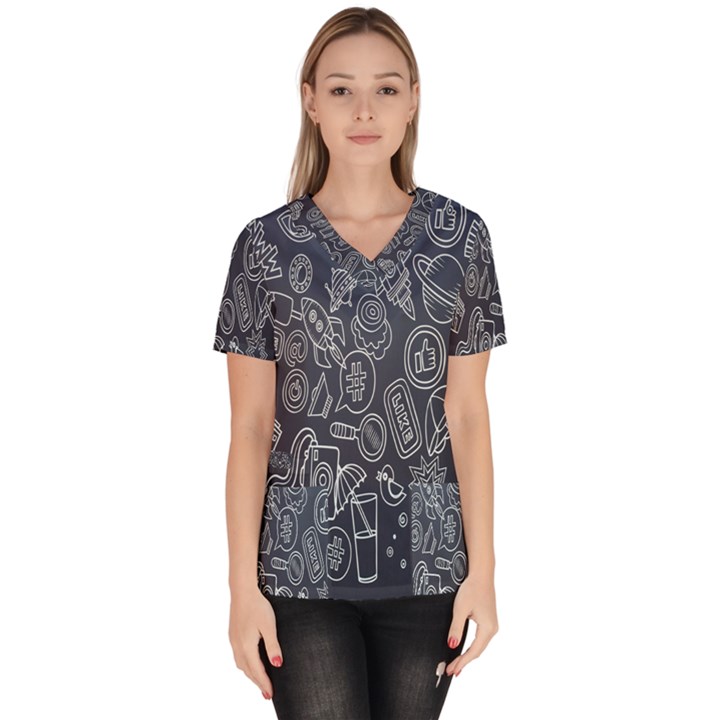 Internet Planet Drinks Women s V-Neck Scrub Top