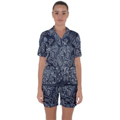 Internet Planet Drinks Satin Short Sleeve Pajamas Set by artworkshop