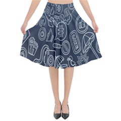 Internet Planet Drinks Flared Midi Skirt by artworkshop