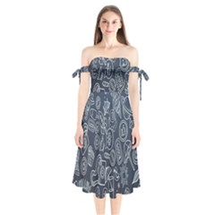 Internet Planet Drinks Shoulder Tie Bardot Midi Dress by artworkshop