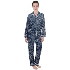 Internet Planet Drinks Satin Long Sleeve Pajamas Set by artworkshop