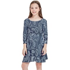 Internet Planet Drinks Kids  Quarter Sleeve Skater Dress by artworkshop