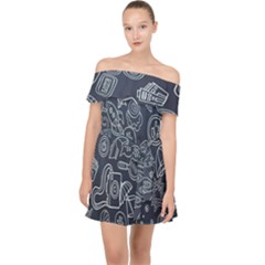 Internet Planet Drinks Off Shoulder Chiffon Dress by artworkshop