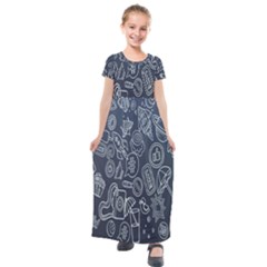 Internet Planet Drinks Kids  Short Sleeve Maxi Dress by artworkshop