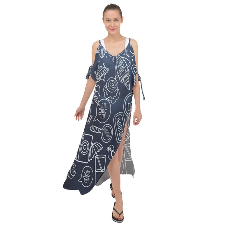 Internet Planet Drinks Maxi Chiffon Cover Up Dress