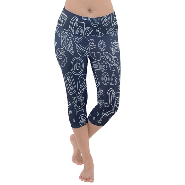 Internet Planet Drinks Lightweight Velour Capri Yoga Leggings