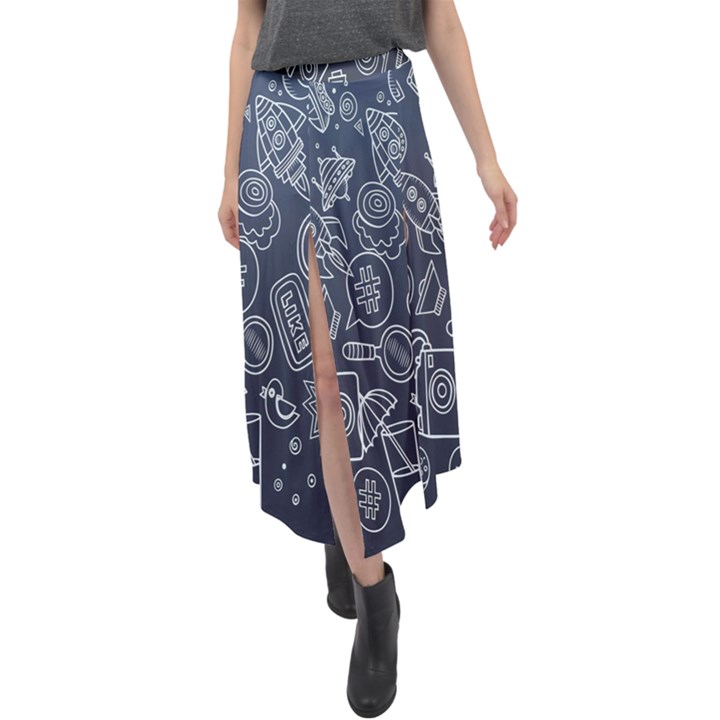 Internet Planet Drinks Velour Split Maxi Skirt