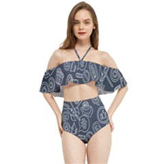 Internet Planet Drinks Halter Flowy Bikini Set  by artworkshop