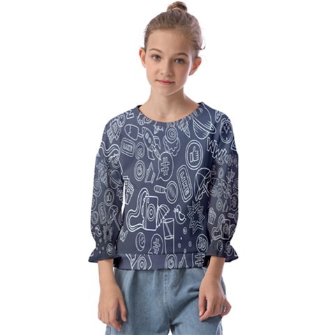 Internet Planet Drinks Kids  Cuff Sleeve Top by artworkshop