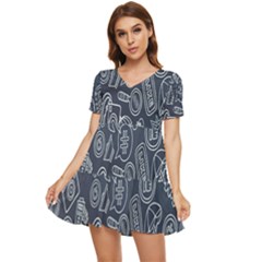 Internet Planet Drinks Tiered Short Sleeve Babydoll Dress by artworkshop