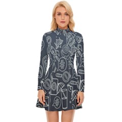 Internet Planet Drinks Long Sleeve Velour Longline Dress